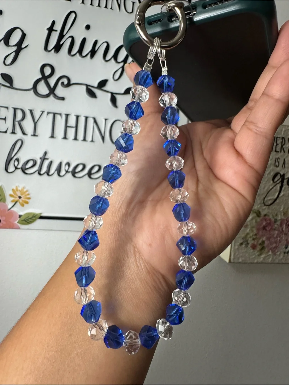 Bling Bling Crystal and Blue Phone/Key/Bag Chain #P1074